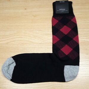 BLOOMINGDALES MENS STORE Black Maroon Argyle Diamond Cotton Crew Socks 10-13